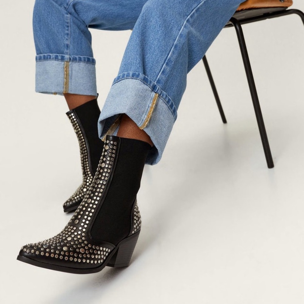 Nasty Gal studded boots - NEVER WORN